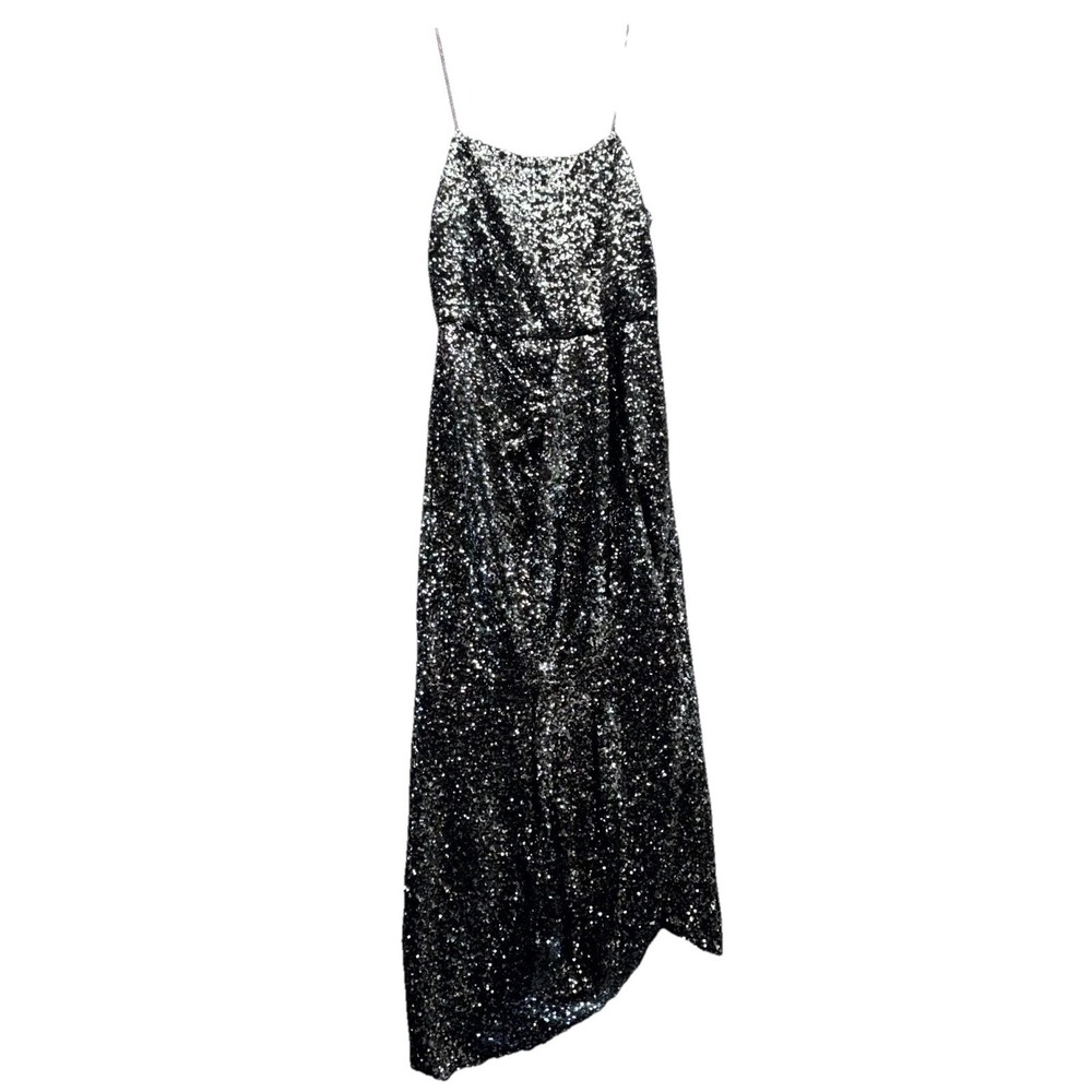 Derek Lam 10 Crosby Sheath Dress Womens Size 0 Steel Gray Sequin Spaghetti Strap